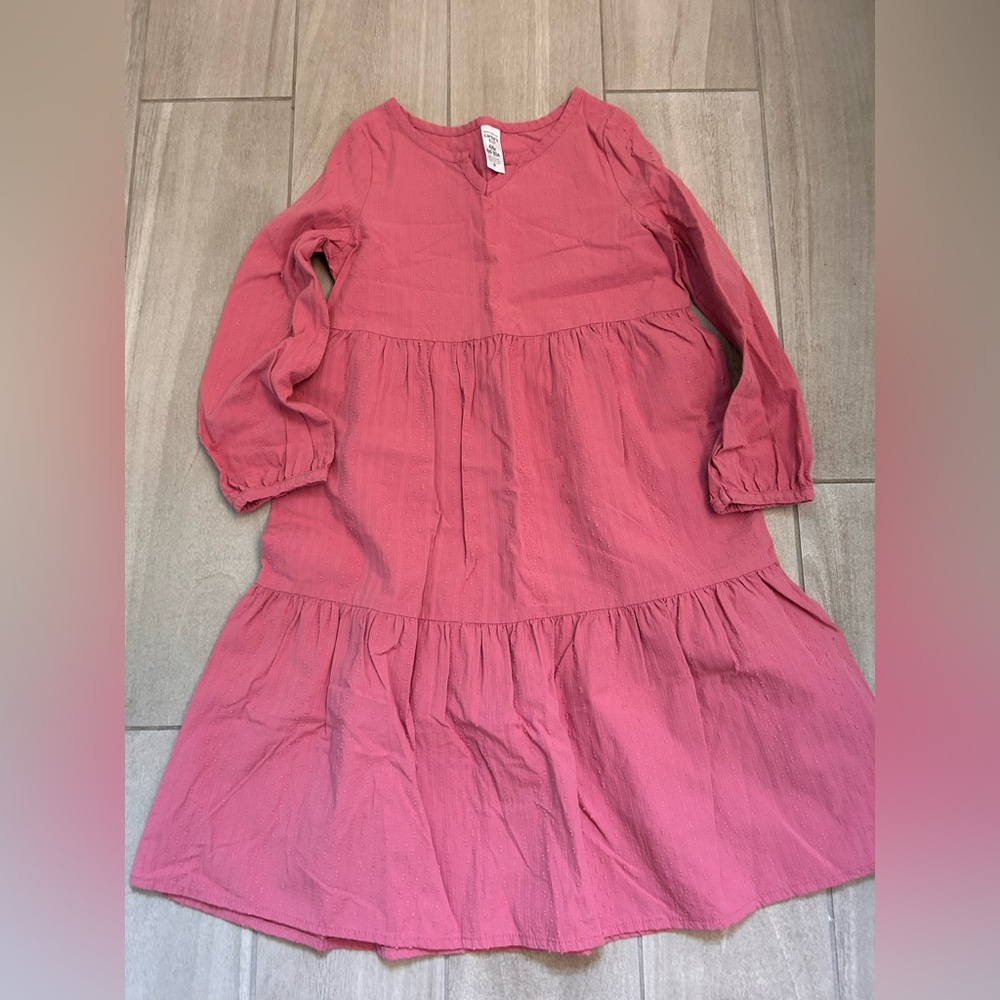 Carter's Pink Tiered Pleated Sundress long sleeve size 6